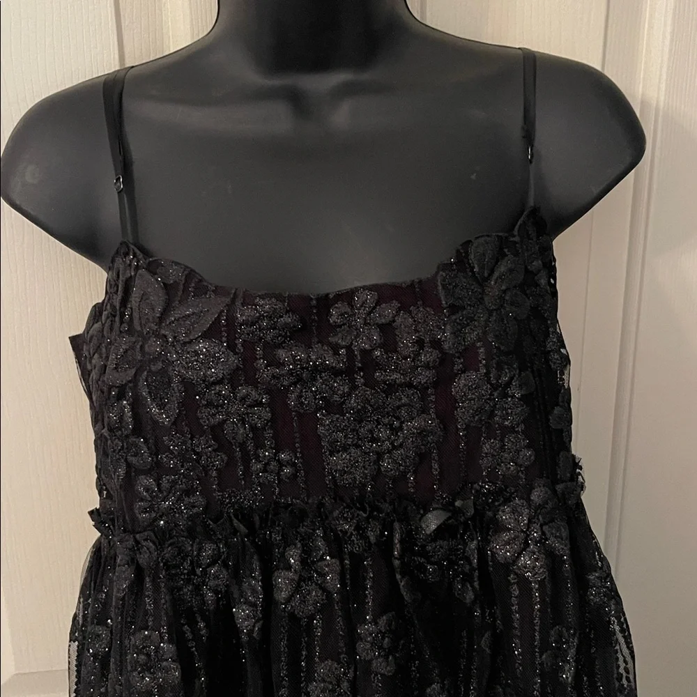 Free People All That Glitter Black Mini Dress. Size L